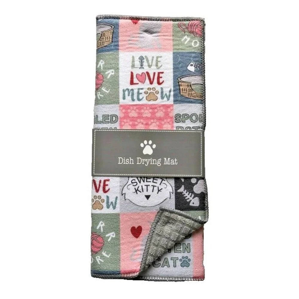 Spoiled Cat Dish Drying Mat Super Absorbent Kitten Kitty 15x20 Pet Lover Meow